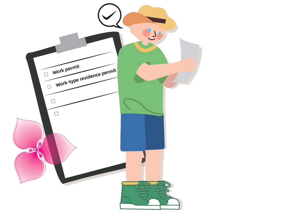 a guy is checking his work permit